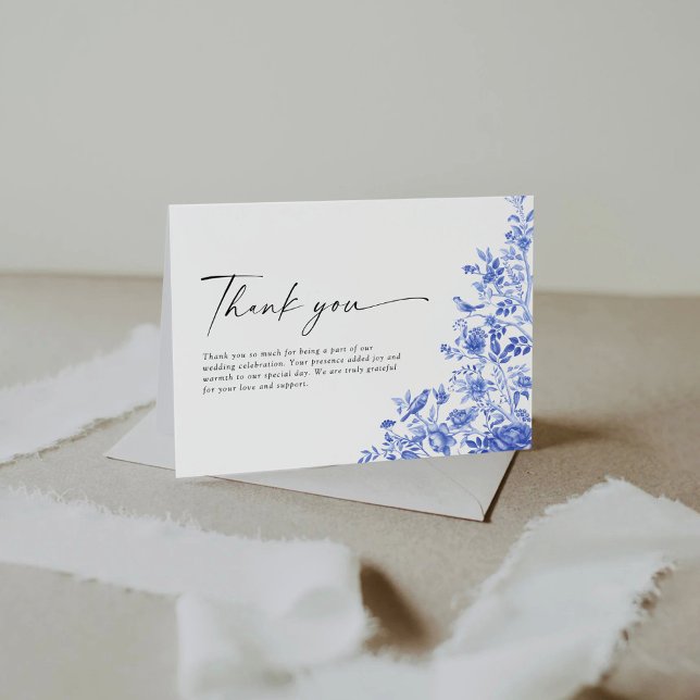 Carte De Remerciements Mariage en porcelaine bleue plat (Créateur téléchargé)