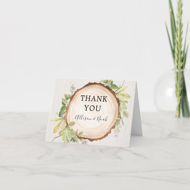 Carte De Remerciements Mariage extérieur de thème de forêt de région (Devant)