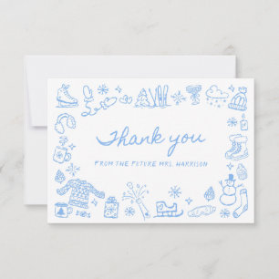 Carte De Remerciements Mariage Fantaisiste Dessiné à la Main pour une Dou