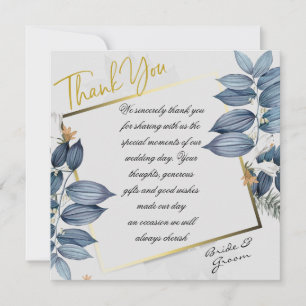 Carte De Remerciements Mariage feuille bleue