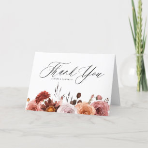 Carte De Remerciements Mariage Fleur d'Automne Aquarelle Bohème