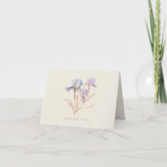 Carte De Remerciements Mariage Fleur d'Iris Élégant (Devant)