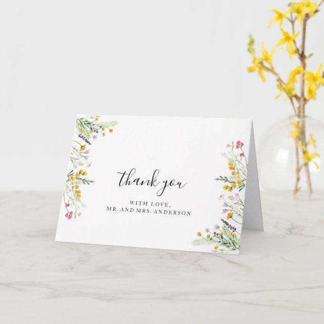 Carte de remerciements Mariage fleur sauvage (Fleur jaune)