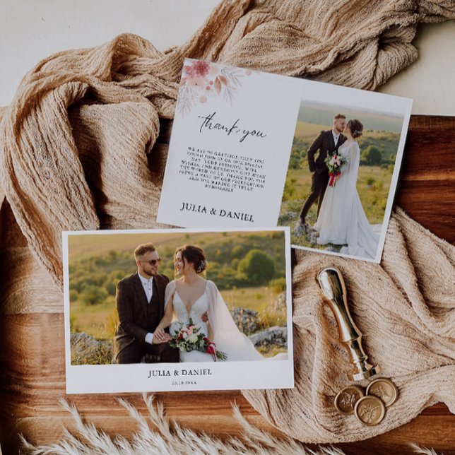 Carte de remerciements Mariage fleur sauvage (Wildflower Wedding Thank You Card)