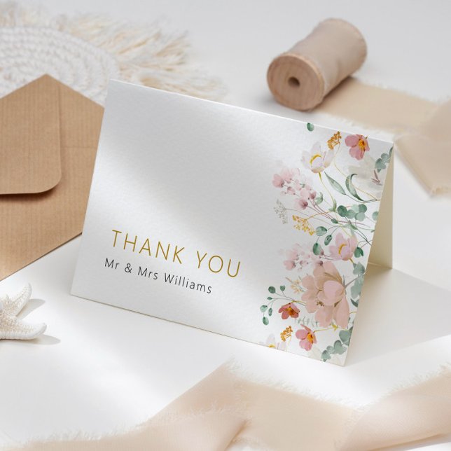 Carte de remerciements Mariage fleur sauvage (Créateur téléchargé)