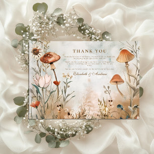 Carte De Remerciements Mariage Fleur sauvage Boho Mushroom