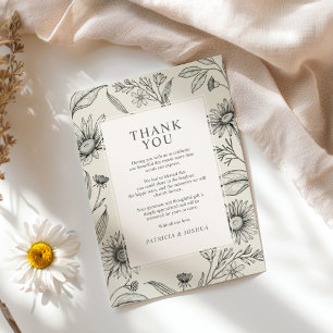 Carte De Remerciements Mariage Fleur sauvage de marguerite intemporel