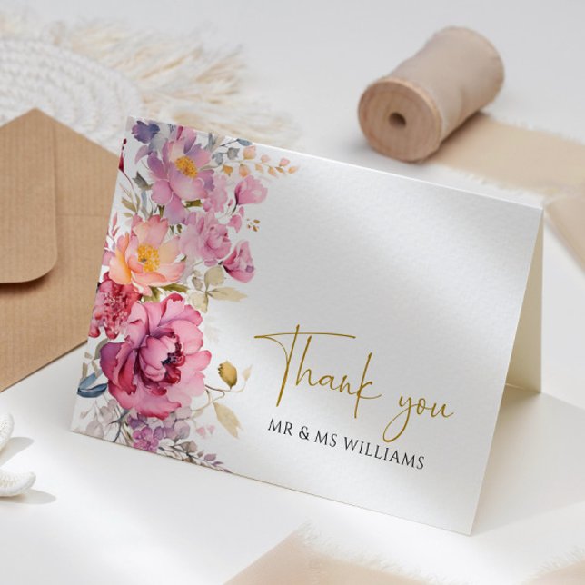 Carte De Remerciements Mariage Fleur sauvage pourpre (Créateur téléchargé)