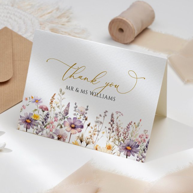Carte De Remerciements Mariage Fleur sauvage pourpre (Créateur téléchargé)