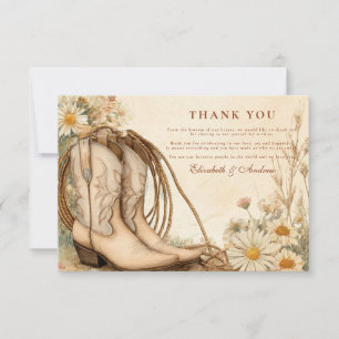 Carte De Remerciements Mariage Fleur sauvage Russe Boots Cowgirl