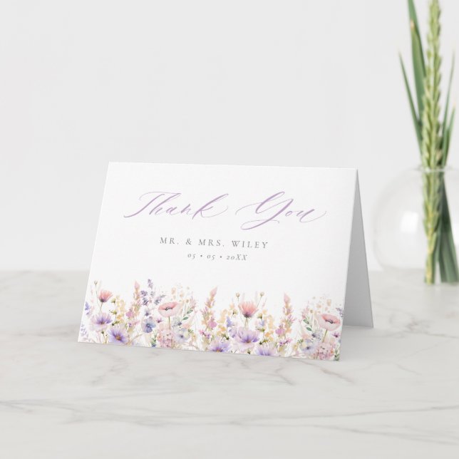 Carte De Remerciements Mariage Fleur sauvage Spring Lilac (Devant)