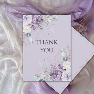 Carte De Remerciements Mariage Fleuris Violet Élégant
