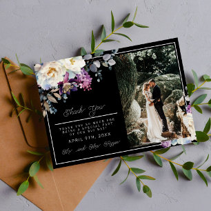 Carte De Remerciements Mariage Fleurs Romantiques Sombres Humeur