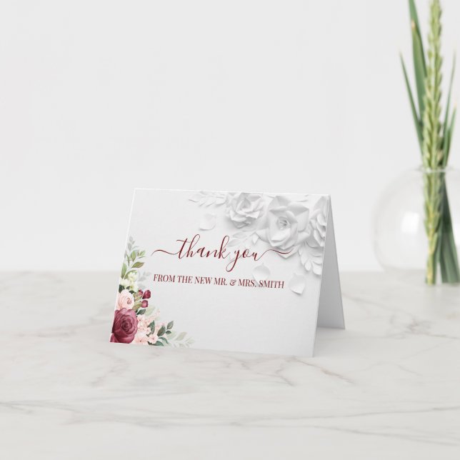 Carte de remerciements Mariage floral (Devant)