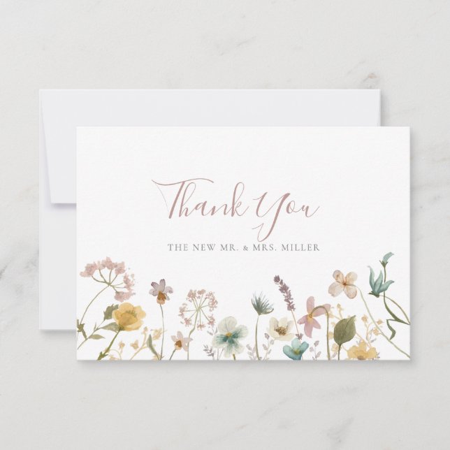Carte de remerciements Mariage floral (Devant)