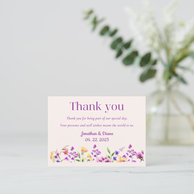 Carte de remerciements Mariage floral (Debout devant)