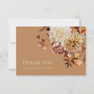 Carte De Remerciements Mariage Floral Aquarelle Terracotta Automne Or