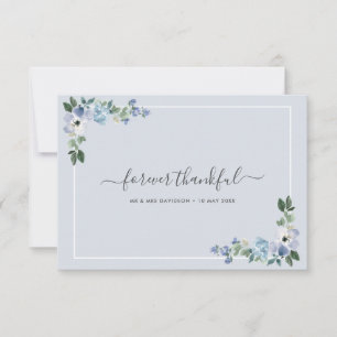 Carte De Remerciements mariage floral bleu aquarelle