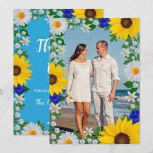 Carte De Remerciements Mariage Floral bleu ciel d'été