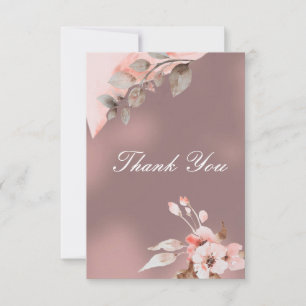 Carte De Remerciements Mariage floral bleu rose pâle Rose
