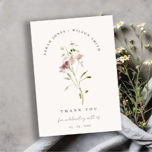 Carte De Remerciements Mariage floral chic à mousse souple