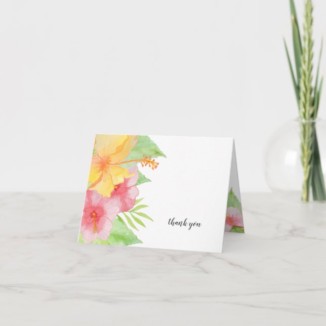 Carte De Remerciements Mariage floral d'aquarelle tropicale (Devant)