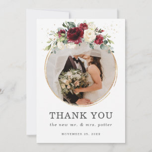Carte De Remerciements Mariage floral de Bourgogne chic Mariage photo