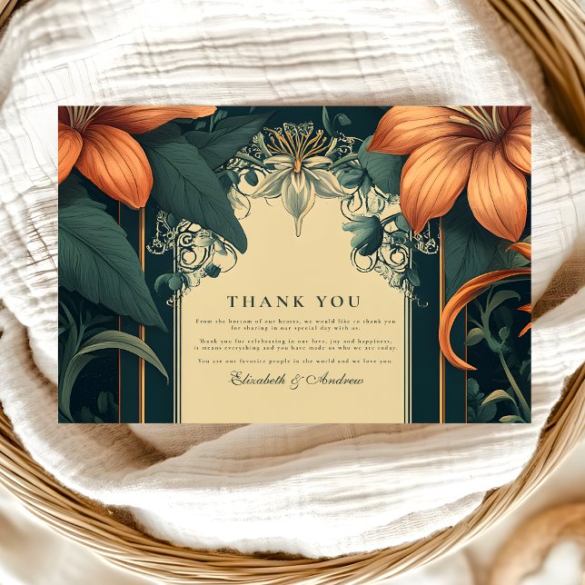 Carte De Remerciements Mariage floral de style Art nouveau (Créateur téléchargé)