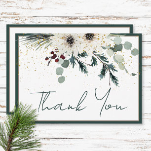 Carte De Remerciements Mariage Floral d'hiver des baies rustiques