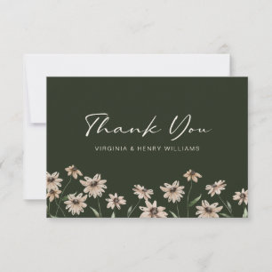 Carte De Remerciements Mariage Floral Élégant Vert
