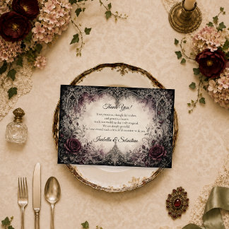 Carte De Remerciements Mariage Floral Gothique Éthéré