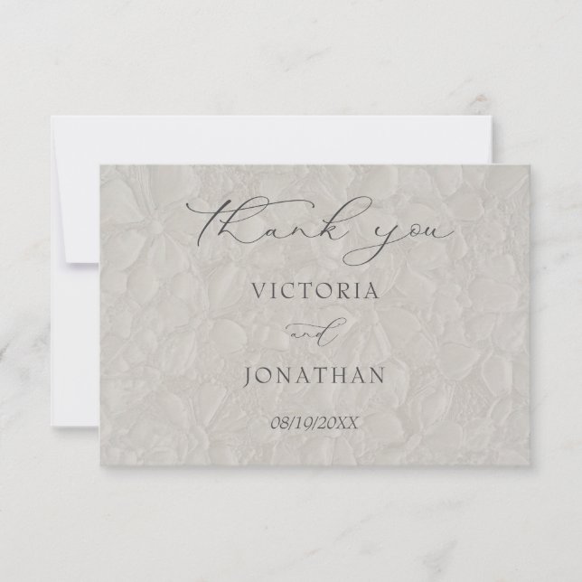 Carte De Remerciements Mariage floral neutre (Devant)