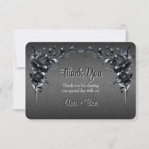 Carte De Remerciements Mariage floral noir gothique