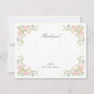 Carte De Remerciements Mariage Floral Orné Jardin Pastel Rococo