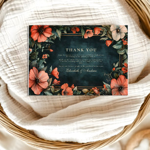 Carte De Remerciements Mariage Floral Romantique Gothique