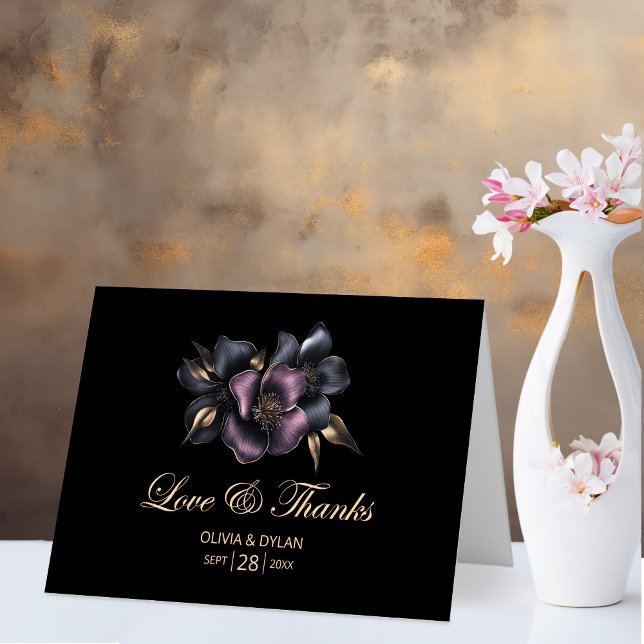 Carte De Remerciements Mariage floral rose et gris (Créateur téléchargé)
