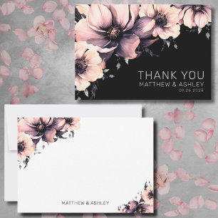 Carte De Remerciements Mariage floral rose moderne