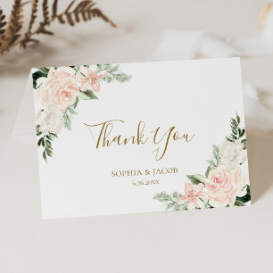 Carte De Remerciements Mariage floral rose pâle