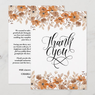 Carte De Remerciements Mariage floral rustique