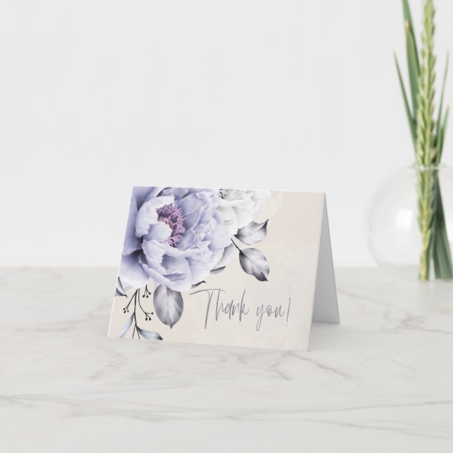 Carte De Remerciements Mariage | Floral rustique aux tons de lilas et de  (Devant)