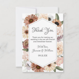 Carte De Remerciements Mariage floral rustique Boho neutre
