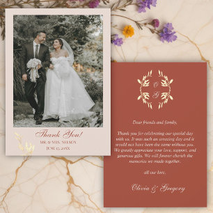 Carte De Remerciements Mariage floral rustique intemporel