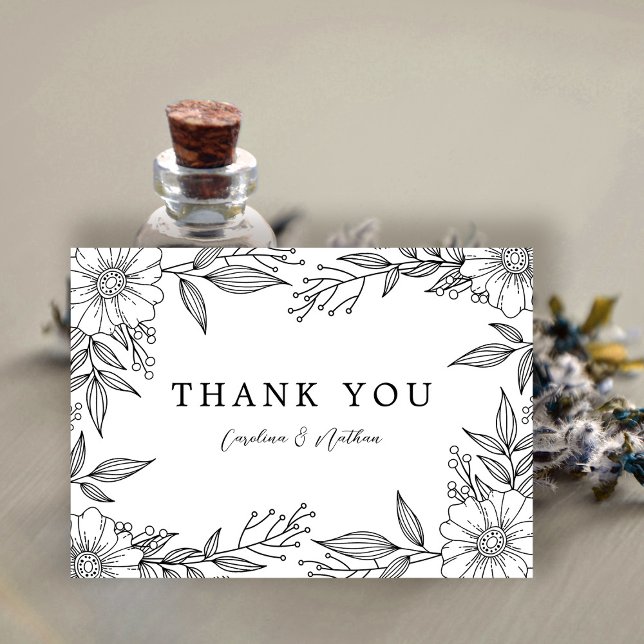 Carte De Remerciements Mariage floral simple et élégant (Créateur téléchargé)
