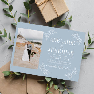 Carte De Remerciements Mariage Floral Simplicité 2 Bleu Glacé