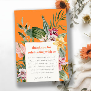 Carte De Remerciements Mariage floral tropical orange vif Boho