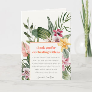 Carte De Remerciements Mariage floral tropical vibrant Peach Blush Boho