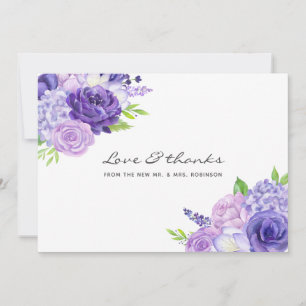 Carte De Remerciements Mariage floral ultra violet