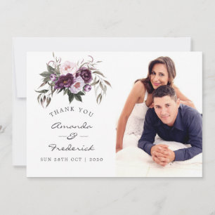 Carte De Remerciements Mariage floral velours profond