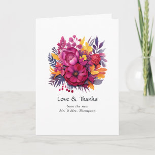 Carte De Remerciements Mariage floral Viva Magenta
