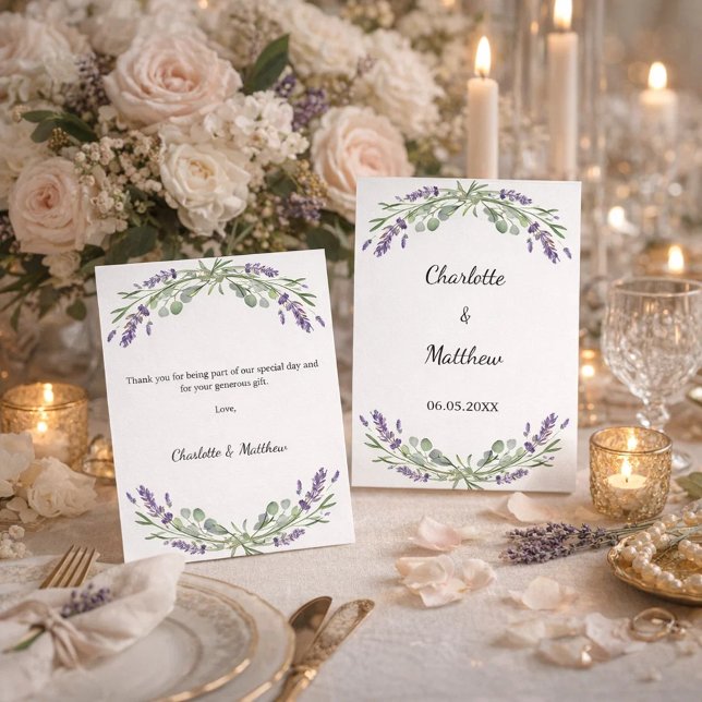 Carte De Remerciements Mariage floraux lavande violette (Créateur téléchargé)